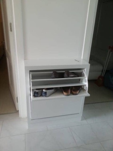 Hallway shoe cabinet made with custom specifications for private client. Designed and fitted by Ugur Bolat