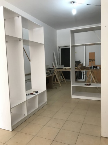 Mid project - Frames of freestanding wardrobes for dressing room. Design by Ugur Bolat.