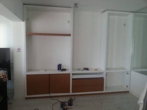 Mid project - Large living room, made to customers specifications for drawers and shelves