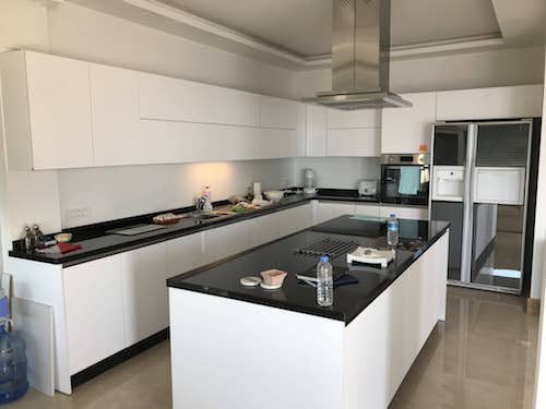 Finished high quality, bespoke kitchen for sea view villa (property value in excess of £500k). Kitchen by Mopa in  'Lotus' design