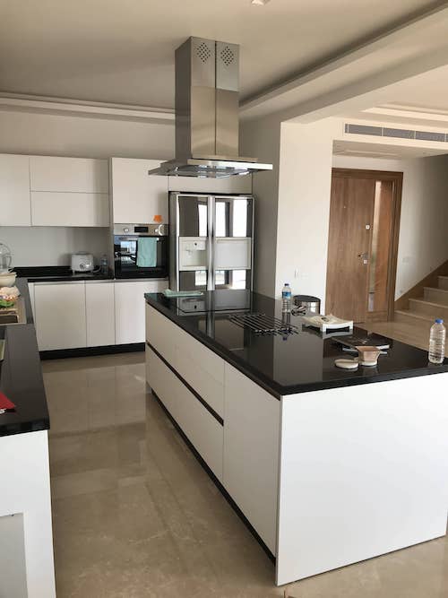 Finished high quality, bespoke kitchen for sea view villa (property value in excess of £500k). Kitchen by Mopa in  'Lotus' design
