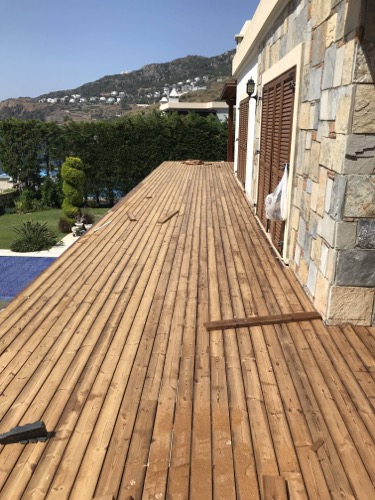 Decking project for first floor of a large villa. Installed and designed by Ugur Bolat